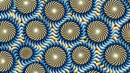 Optical illusion spiral pattern, modern wallpaper design. Generative ai