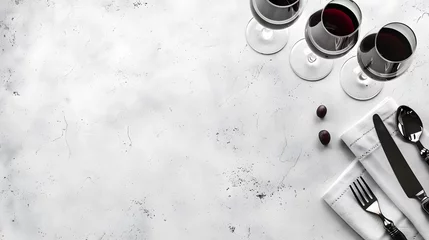Fotobehang Minimalist Wine Dining Setup © king
