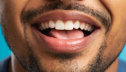 close up of a man's mouth and teeth