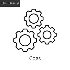 Cogs vector outline icon design illustration. Logistics Delivery symbol on White background EPS 10 File