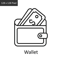 Wallet vector outline icon design illustration. Logistics Delivery symbol on White background EPS 10 File