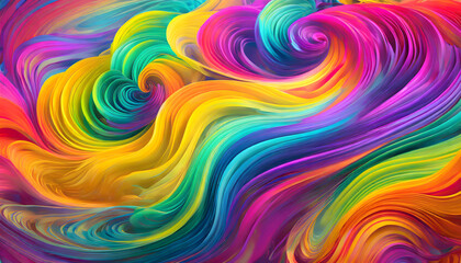 Abstract Fluid Rainbow Swirls background. Generative AI.