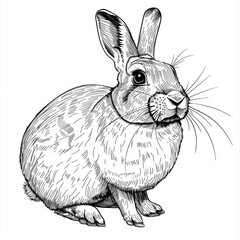 Fototapeta premium a simple of Chinchilla Rabbit, Farm animal, simple vector svg illustration, hand-drawn black monoline, isolated on with background
