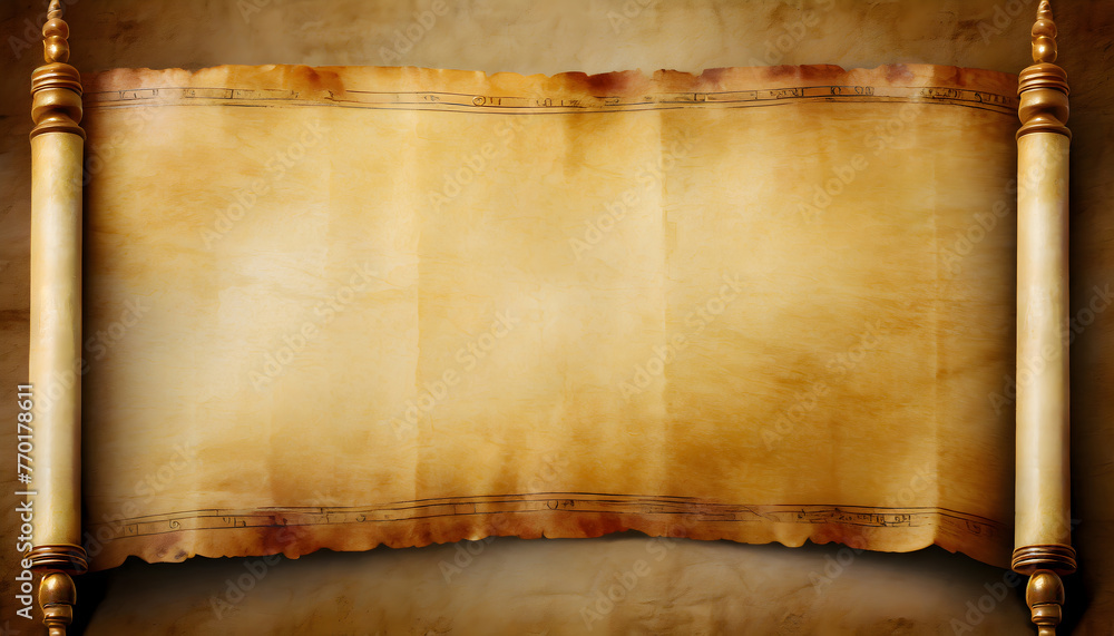 Poster ancient papyrus scroll background. generative ai.