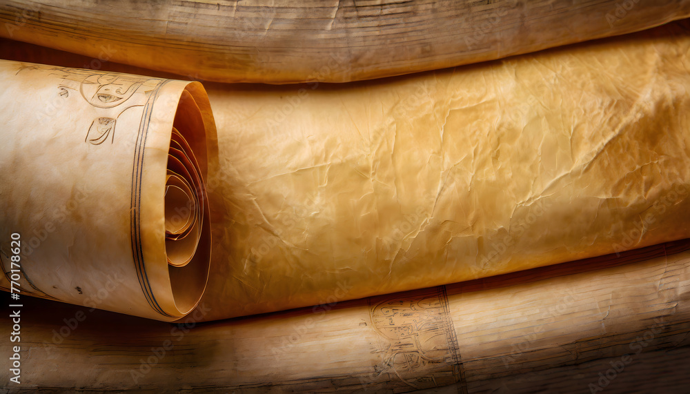 Poster ancient papyrus scroll background. generative ai.