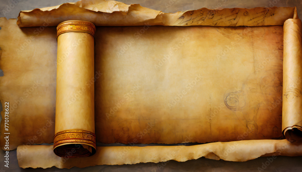 Aufkleber ancient papyrus scroll background. generative ai.