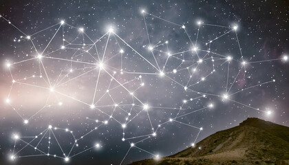Celestial Zodiac Constellations background. Generative AI.