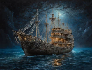 Zelfklevend Fotobehang old ship in the sea © Misty