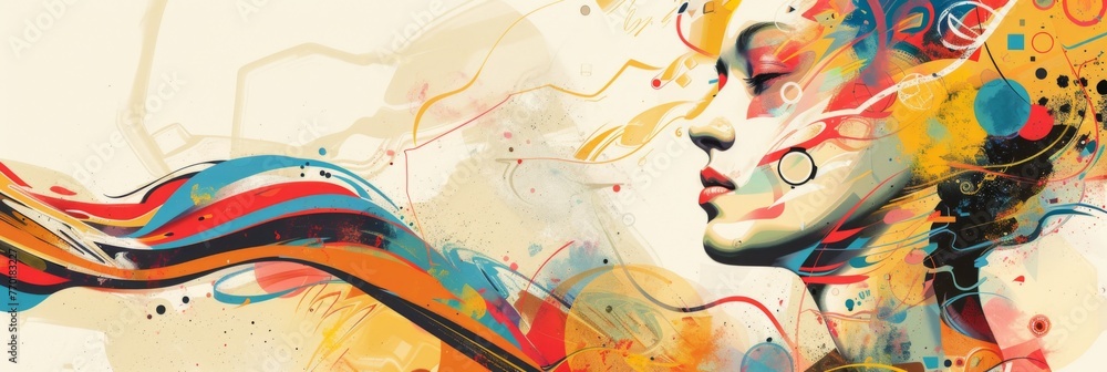Poster abstract colorful art with dynamic swirls and splashes - a vibrant and energetic abstract art piece 