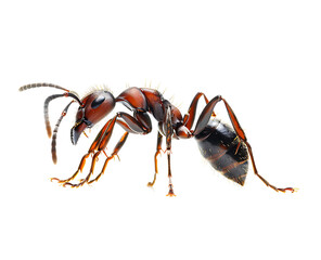 A meticulously detailed and lifelike photograph of an ant, set against a white background in isolation.






