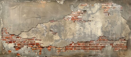 Old weathered brick wall with distressed plaster texture