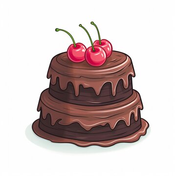 Classic black forest cake its layers and cherries showcased vividly against a white backdrop