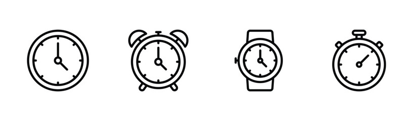 Time and clock icon set vector - obrazy, fototapety, plakaty