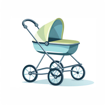 Baby stroller, simple flat vector illustration with a white background