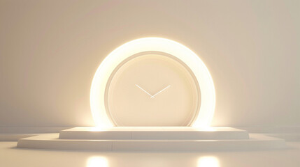 3D rendering of a sale countdown clock, urgency, white minimalistic setting, focused illumination.
