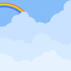 虹のかかった青空と雲の背景（正方形）