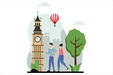 Vacation Traveler Flat Design Illustration
