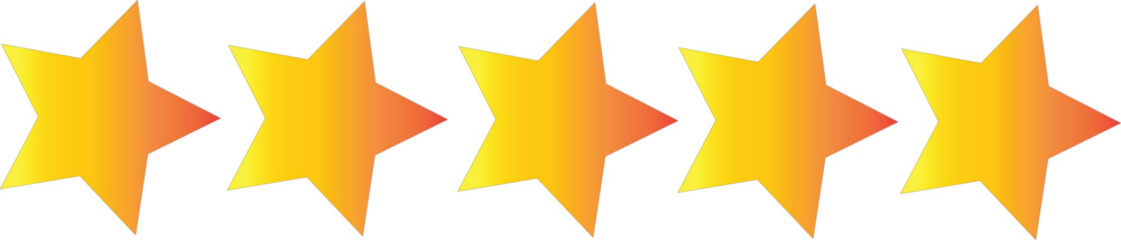 Five stars, flat icon customer product rating review  for apps and websites