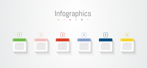 Infographic 6 options design elements for your business data. Vector Illustration.