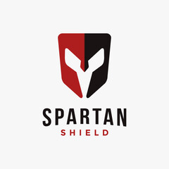 Spartan helmet shield logo icon vector template on white background