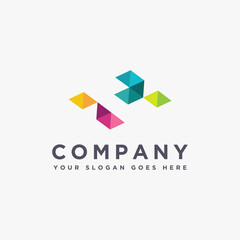 Modern abstract letter C logo icon with negative space design style on white background