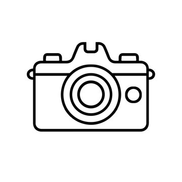 Camera Icon, Black Line Art, Photography and Capture Device Symbol