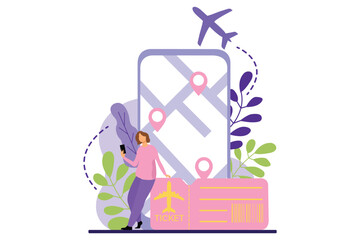 Vacation Traveler Flat Design Illustration