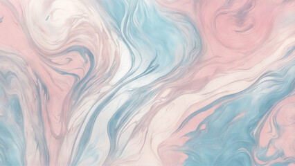 Fototapeta na wymiar Gentle Background, Fluid Marble Texture in Swirls of Pink and Blue