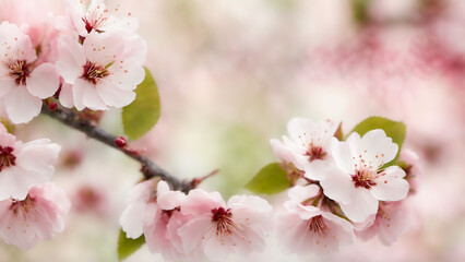 Obraz premium Gentle Background, Blossoming Cherry Branch, Spring Flowers