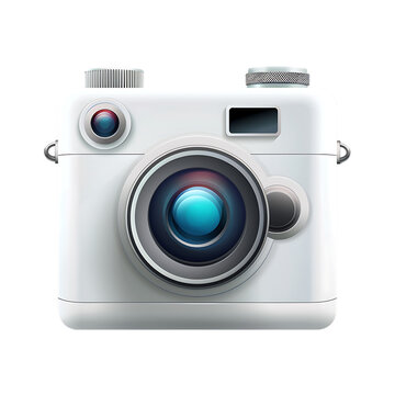 White photo camera icon for apps photo-realistic vector illustration