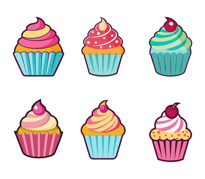 Vector cup cake for set decorate graphic 