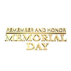 The gold text  for memorial day concept 3d rendering.