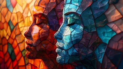 Ethereal Stained Glass Figures Shrouded in Twilight Zen Retreat