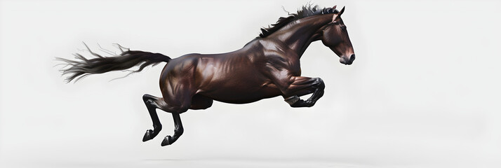 A horse is running with a black mane and tail. on white background. - obrazy, fototapety, plakaty