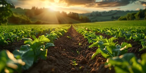 Enhancing Sustainability and Efficiency in Agriculture Through Smart Farming Practices and Precision Irrigation Systems. Concept Agriculture Efficiency, Smart Farming, Precision Irrigation - obrazy, fototapety, plakaty