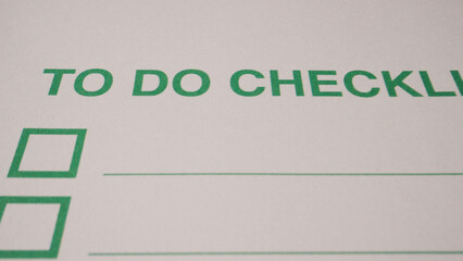 2 photo of green text to do blank checklist on white paper background