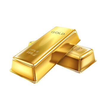 Gold bars isolated on white photo-realistic vector illustration