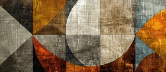 Geometric shapes on textured fabric background