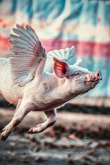 Flying Pig With Spread Wings