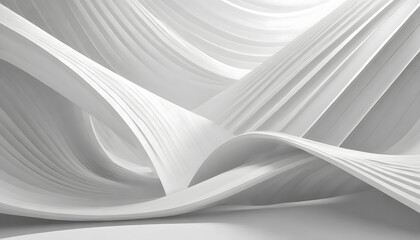 3D white geometric abstract background overlap layer on bright space with waves decoration....