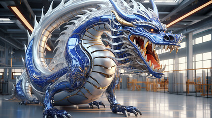 dragon on the roof  high definition(hd) photographic creative image - obrazy, fototapety, plakaty
