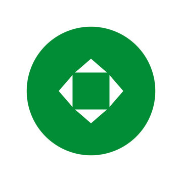 Green geometric shape icon. Abstract symmetric symbol. Environmental design element. Vector illustration. EPS 10.
