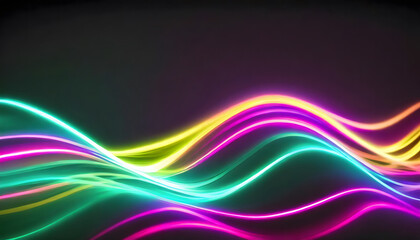 Naklejka premium Neon Wave Background. Generative AI.