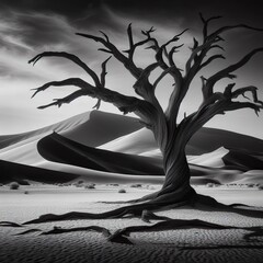 Single dying tree in the desert
