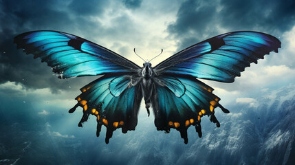 butterfly on the sky  high definition(hd) photographic creative imag - obrazy, fototapety, plakaty