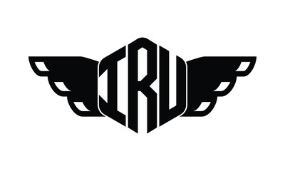 IRU polygon wings logo design vector template.