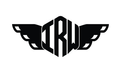 IRW polygon wings logo design vector template.