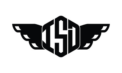 ISD polygon wings logo design vector template.