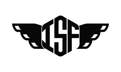 ISF polygon wings logo design vector template.