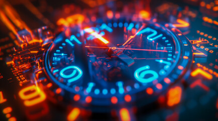 Abstract vibrant glow light clock